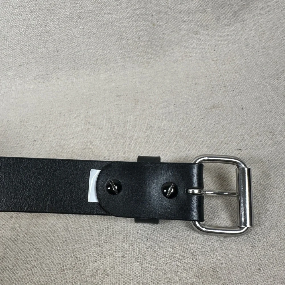 Gingerich Leather Mens Black Leather Belt‎ Silver Buckle Size 40 Made in USA